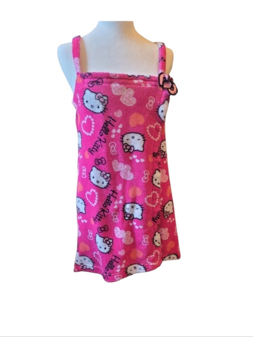 Hello Kitty Bright Pink Fleece Wrap Dress with Heart Motif